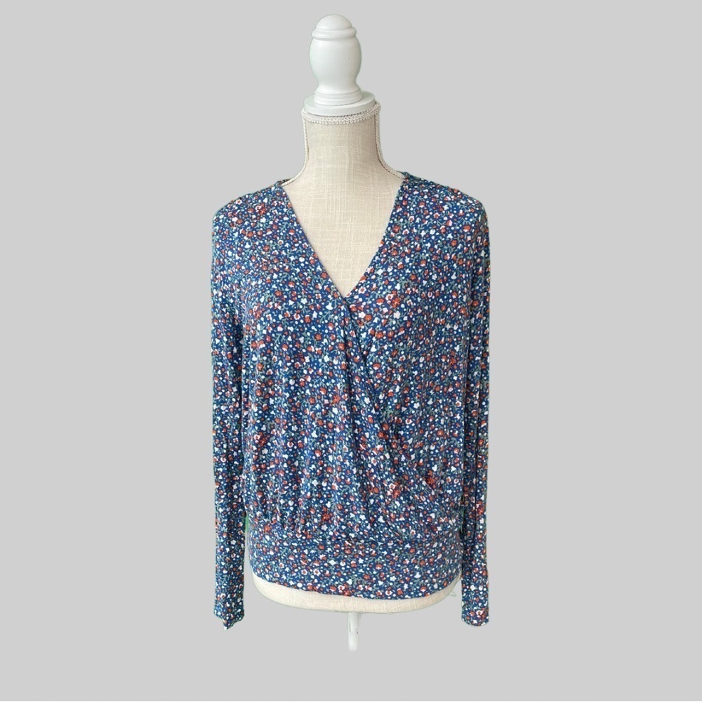 Red White and Blue Faux Wrap Top